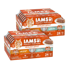 Iams Perfect Portions Grain Free Adult Wet Cat Food Paté Chicken Recipe and Tuna Recipe Variety Pack (24) 2.6 Oz. Twin-Pack Trays