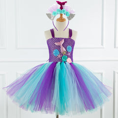 Mermaid Girls Princess Dress with Net Yarn Design