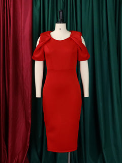 Elegant Women’s Bodycon Party Dress with Cut-Out Sleeves