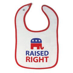 Toddler & Baby Bibs Burp Cloths Flags Raised Right with an American Republican Flag Cotton Baby Items for Baby Girl & Boy White Red Design Only