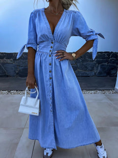 Olivia Long Denim Dress - Casual Chic Women's Dress