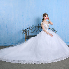 Luxury Spark Wedding Dress with Lace Appliques and Rhinestones
