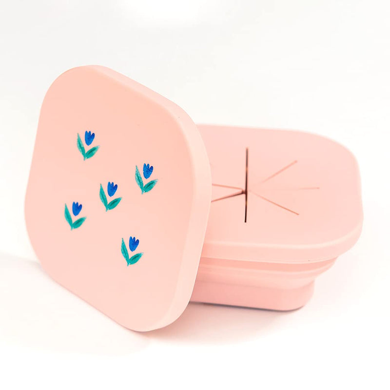 Austin Baby Co Silicone Collapsible Snack Bowl – Reusable Snack Container with Two Specialized Lids – BPA free Dishwasher Safe and Leakproof for Toddlers & Babies