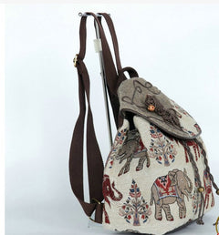 Ethnic Style Canvas Drawstring Backpack