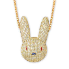 Hip Hop Fashion Zircon Rabbit Pendant Necklace