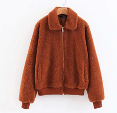 Cozy Plush Lamb Wool Zipper Coat for Comfort