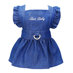 Dog Dress Puppy Luxury Skirt Dog Clothes Princess Dresses Wedding Evening Dress Tutu Skirt Denim Skirt for Small Dog Girl Navy Blue XL