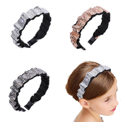 Cutewing Fashion Crystal Headbands for Women Sparkly Rhinestone Headband High Elastic Comfortable Headband Glitter Hair Band Hair Hoop Hair Accessories with 3PCS