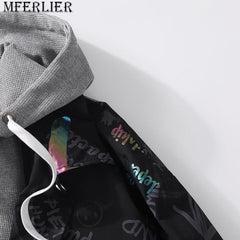 Plus Size Men's Hooded Bomber Windbreaker Jacket