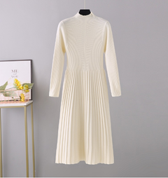 Long Knit Sweater Dress for Women with Overcoat