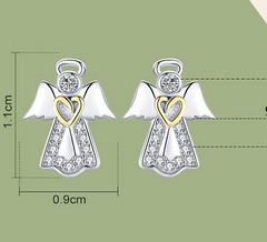 S925 Silver Angel Earrings - Hypoallergenic Studs