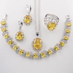 Floral Basket Earrings and Bridal Zircon Jewelry Set