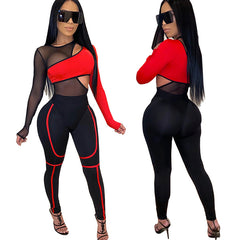 Women's Sexy Sports Set with Mesh Bikini and Leggings