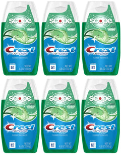 Crest Complete Whitening Plus Scope Multi-Benefit Fluoride Liquid Gel Toothpaste Minty Fresh 4.6 Ounce (Pack of 6)