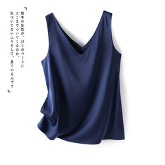 Versatile Women's Solid Silk Satin Tank Top