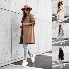 Woolen Coat with Double Pockets for Women (Autumn/Winter)