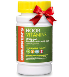 Noor Vitamins Halal Kids Multivitamin Chewable: Essential Vitamins for Immune Bone & Eye Health with Iron - Non GMO & Gluten Free - Halal Vitamins 60 Count (2 Month Supply)