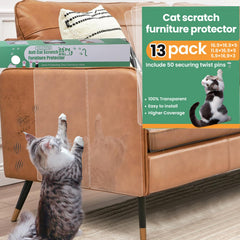 yeatem Thicken Anti Cat Scratch Furniture Protector13pack Single-Sided Sticky Couch cat Scratch ProtectorCouch Corner Protectors for CatsTransparency cat Couch ProtectorCat Repellent Tape