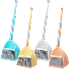 Roshtia 4 Pcs Mini Broom with Dustpan for Kids Broom and Dustpan Set Toddler Cleaning Set Boys Girls Small Cleaning Set for Kitchen Bathroom Pet (YellowRedGreenHoary)