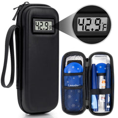 Insulin Cooler Travel Case with Temperature Display Insulin Travel Case with 2 TSA Approved Gel Ice Pack for Insulin Syringe and Diabetic Supplies Diabetic Travel Case by LengKe (Black)