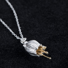 S925 Silver Flower Pendant Vintage Style Necklace