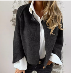 Wool Women's Jacket with Round Neck and Long Sleeves (One)