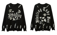 Vintage Ripped Hip Hop Knitted Men’s Sweater Pullover