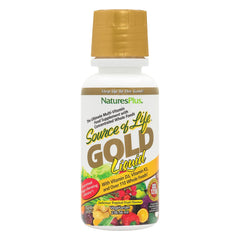 Natures Plus Source of Life Gold Multivitamin Liquid - 8 oz - with Vitamins D3 B12 & K2 - Blood Bone & Immune Support - Vegetarian & Gluten Free - 8 Servings