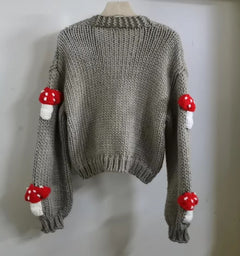 2022 Women's Loose Sweet 3D Mushroom Cardigan Sweater