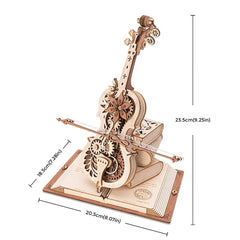 Mysterious Wooden Cello Mechanical Model DIY Gift Toy
