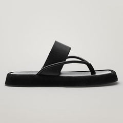 Women's Cowhide Platform Flip Flops and Herringbone Slippers