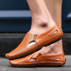 Genuine Leather Casual Men's Sandals - Summer Flat