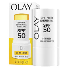 Olay Glow & Protect SPF 50 Face Sunscreen Stick Fragrance Free 0.5 OZ (14 G) Dewy Finish Sunscreen Stick with SPF 50 Broad Spectrum Sunblock for All Skin Types