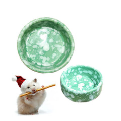 kathson 2 Pcs Hamster Food Bowl Guinea Pig Ceramic Water Bowl Small Animal Feeding Dish for Dwarf Hamster Gerbil Syrian Ferret Hedgehog Chinchilla Bunny (Green)…