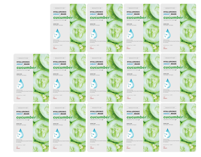 BEAUTY29 Hyaluronic Aqua Plus Essence Full Face Facial Sheet Mask 14 Sheets - 2 WEEKS SET (CUCUMBER - 14 pack)