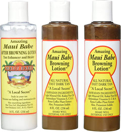 Maui Babe Tanning Pack (2 Browning Lotions 8 oz 1 After Browning Lotion 8 oz) (Pack of 3)