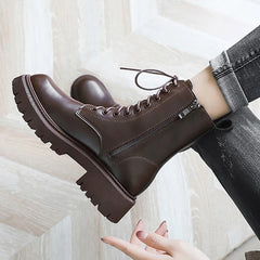 British Style Platform Ankle Boots