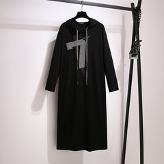 2020 Plus Size Women's Long Sleeve Hoodie Dress