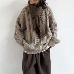 Winter Japanese Streetwear Crewneck Sweater for Couples