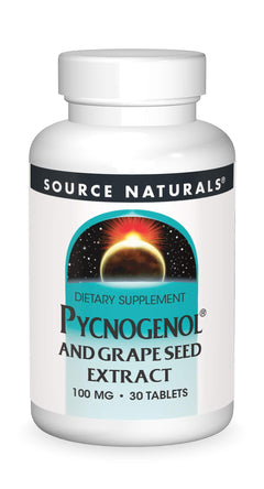Source Naturals Pycnogenol & Grape Seed Extract 100 mg Dietary Supplement - 30 Tablets - a potent combination of two powerful natural antioxidants*