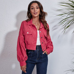 Women's Corduroy Lantern Sleeve Jacket for Fall/Winter
