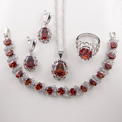 Floral Basket Earrings and Bridal Zircon Jewelry Set