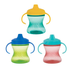 Nuby 2-Handle No-Spill Hard Spout Sippy Cup with Easy Grip - (3-Pack) 7 oz - Baby Sippy Cup with Controlled Sipping for 6+ Months - Boys