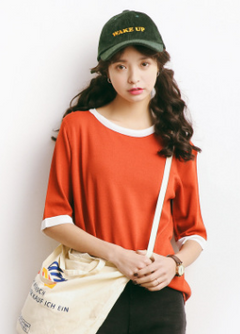 Color Block Loose Fit Short Sleeve T-Shirt for Girls