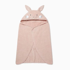 MORI Boys and Girls Hooded Bunny Bath Towel in Blush - Unisex Baby Toddler Soft Blanket - Ultra Absorbent and Long Lasting - One Size