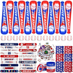 durony 122 Pieces Baseball Party Favors Set Inflatable Baseball Bat Mini Foam Stress Balls Slap Bracelets Silicone Bracelets Tattoo Stickers Gift Paper Bags for Sports Themed Baseball Party Decoration