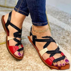 Casual Ladies Roman Sandals with Buckle Design