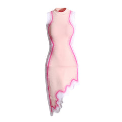 2024 Gradient Irregular Wave Hem Knitted Dress