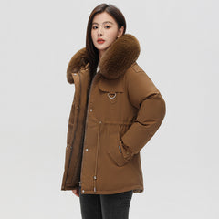 Women's Thick Faux Fur Lined Short Parka Jacket 2023