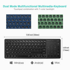 Backlit Wireless Keyboard with Touchpad and Rechargeable Battery